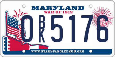 MD license plate 0BK5176