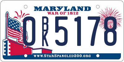 MD license plate 0BK5178