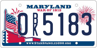 MD license plate 0BK5183