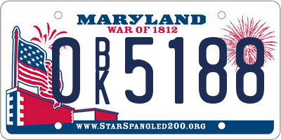 MD license plate 0BK5188
