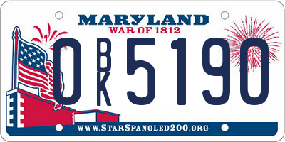 MD license plate 0BK5190