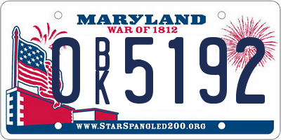 MD license plate 0BK5192