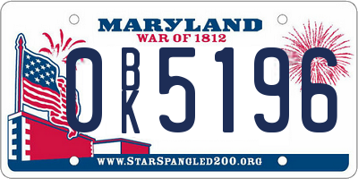 MD license plate 0BK5196