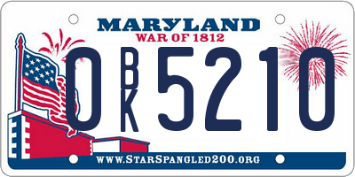 MD license plate 0BK5210