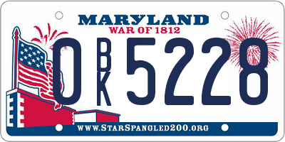 MD license plate 0BK5228