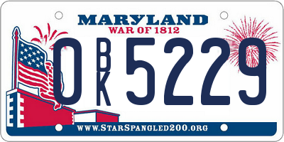 MD license plate 0BK5229
