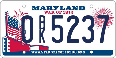 MD license plate 0BK5237