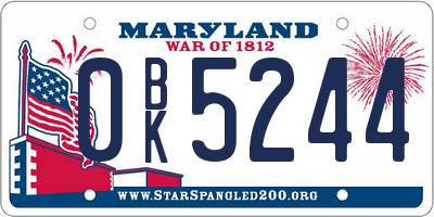 MD license plate 0BK5244