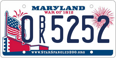 MD license plate 0BK5252