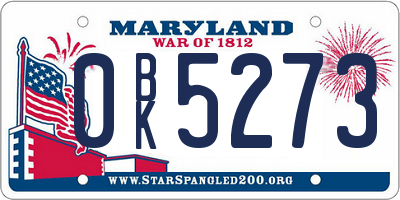 MD license plate 0BK5273