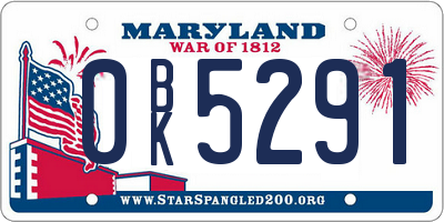 MD license plate 0BK5291