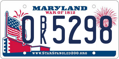 MD license plate 0BK5298