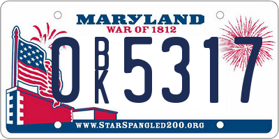 MD license plate 0BK5317