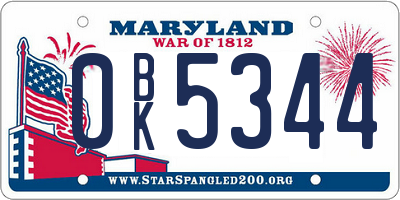 MD license plate 0BK5344