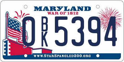 MD license plate 0BK5394
