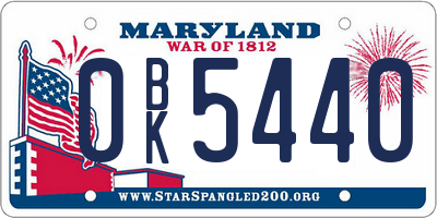 MD license plate 0BK5440