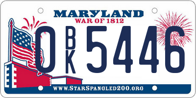 MD license plate 0BK5446