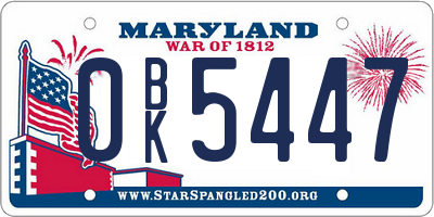 MD license plate 0BK5447