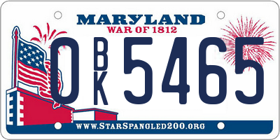 MD license plate 0BK5465
