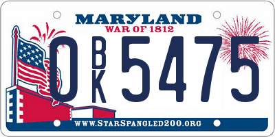 MD license plate 0BK5475