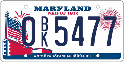 MD license plate 0BK5477