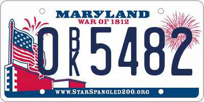 MD license plate 0BK5482
