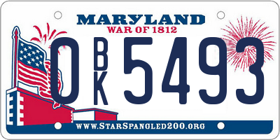 MD license plate 0BK5493