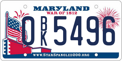 MD license plate 0BK5496