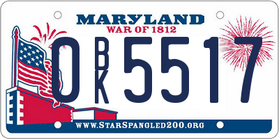 MD license plate 0BK5517