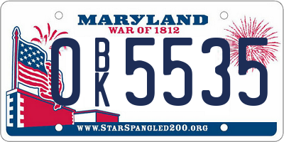 MD license plate 0BK5535