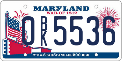 MD license plate 0BK5536