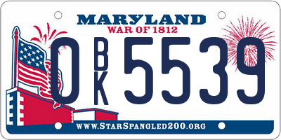 MD license plate 0BK5539