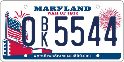 MD license plate 0BK5544