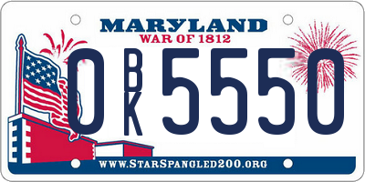 MD license plate 0BK5550