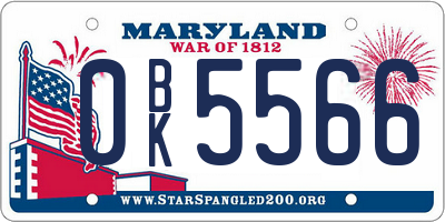 MD license plate 0BK5566