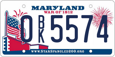 MD license plate 0BK5574