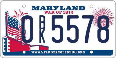 MD license plate 0BK5578