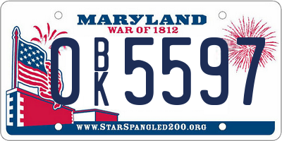 MD license plate 0BK5597