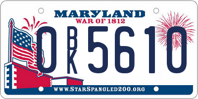 MD license plate 0BK5610