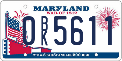 MD license plate 0BK5611