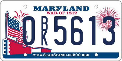 MD license plate 0BK5613