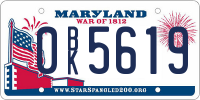 MD license plate 0BK5619