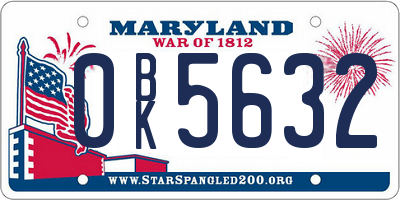 MD license plate 0BK5632