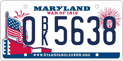 MD license plate 0BK5638