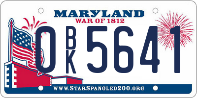 MD license plate 0BK5641