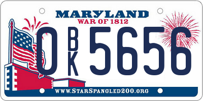 MD license plate 0BK5656