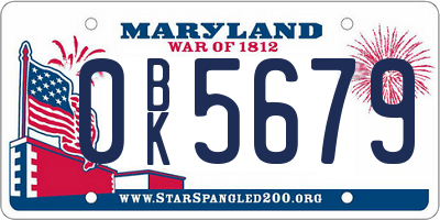 MD license plate 0BK5679