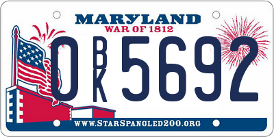 MD license plate 0BK5692