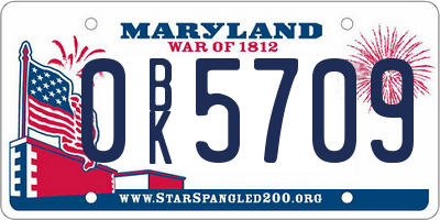 MD license plate 0BK5709