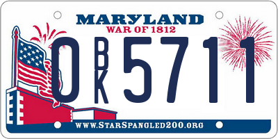 MD license plate 0BK5711